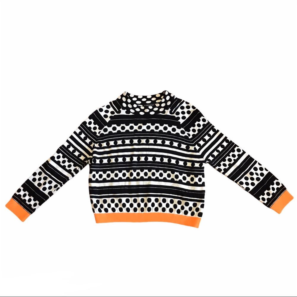 Topshop Polka Dot Cropped Black Orange Sweater s 4